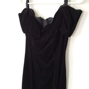 Vintage black velvet off the shoulder dress